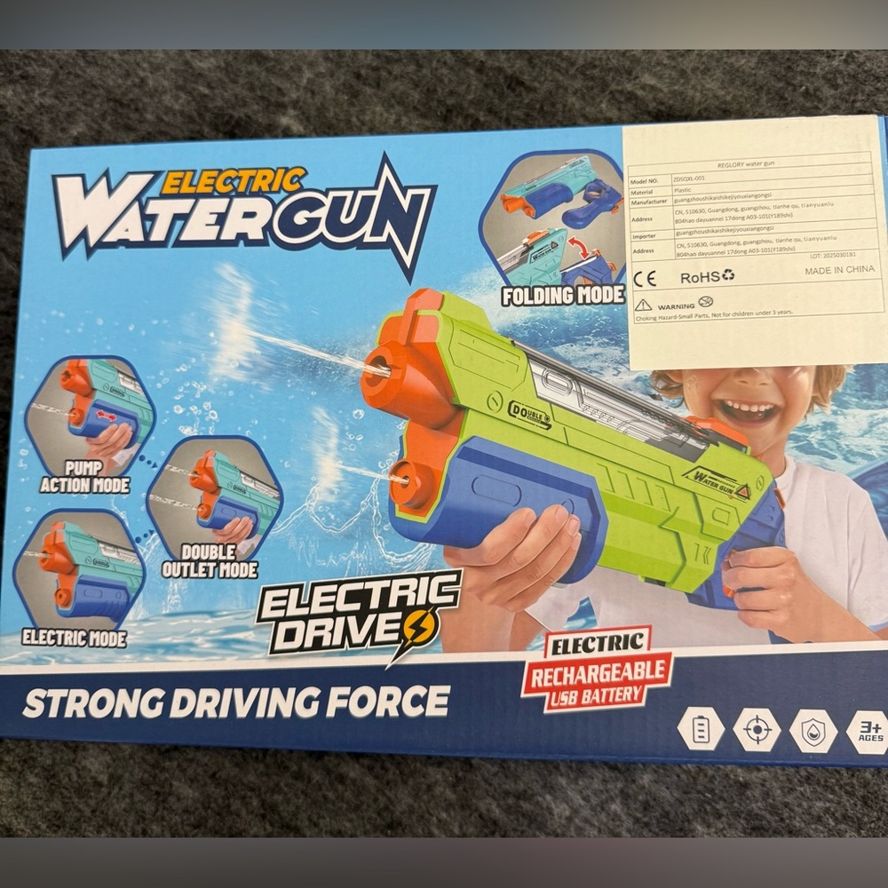 Electric Water Gun - Green & Blue with Orange Nozzle